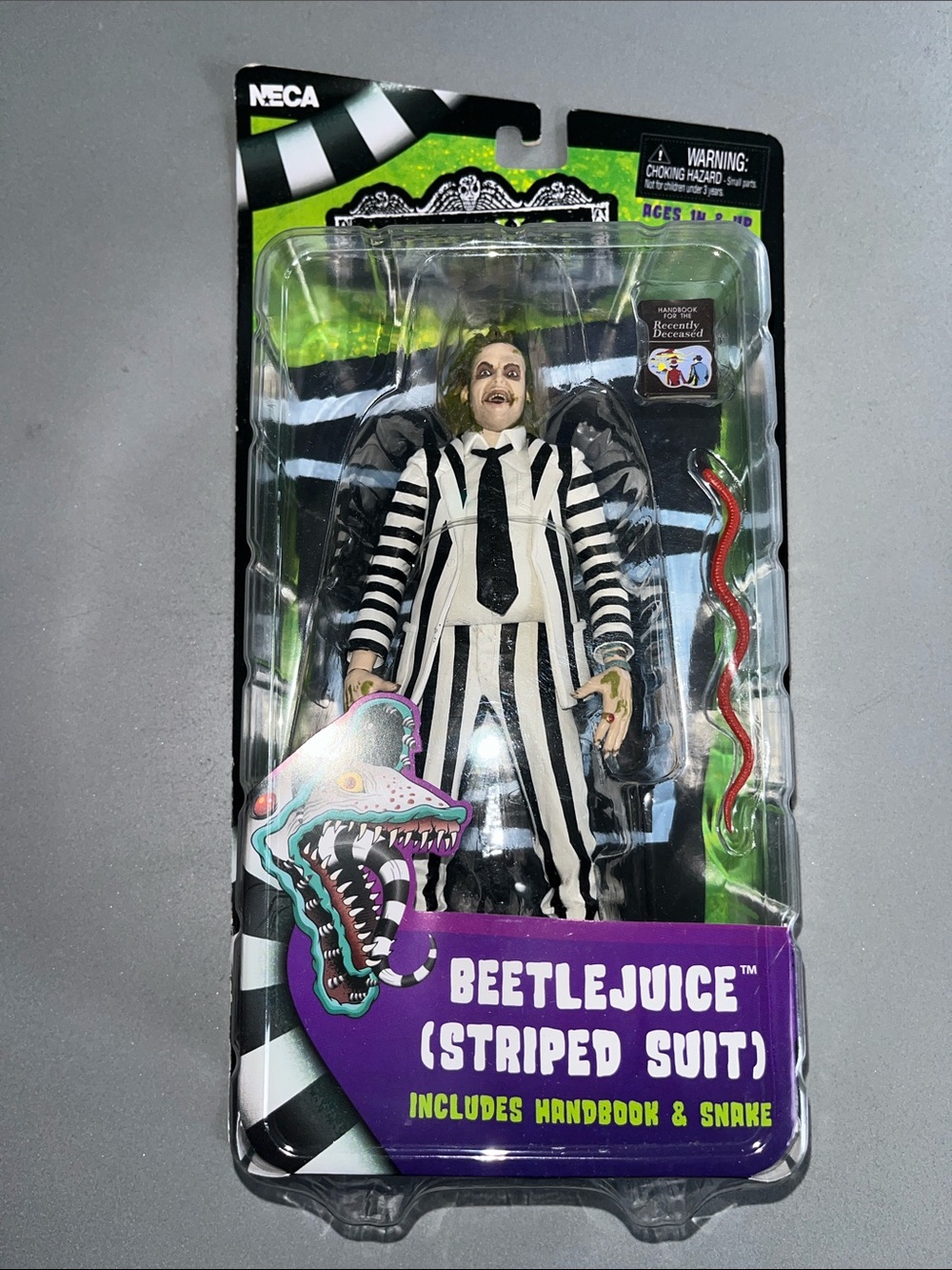 NIB NECA Beetlejuice Action Figure - Black & White Striped Suit